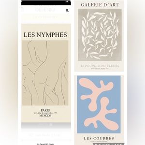 NWT 3 Desenio Print Bundle Les Nymphes Les Courbes Galerie d’Art